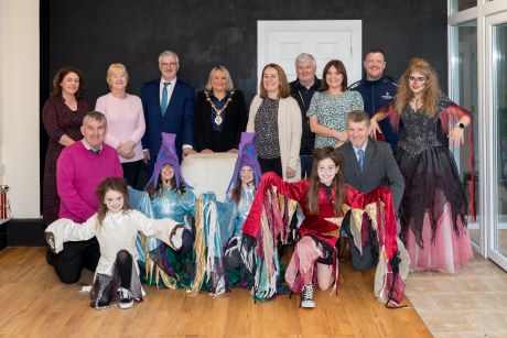 Delegates from Donegal County Council and Derry and Strabane District Council with performers- for the Inishowen Carnival Group  for the upcoming Swan Park Halloween Event 